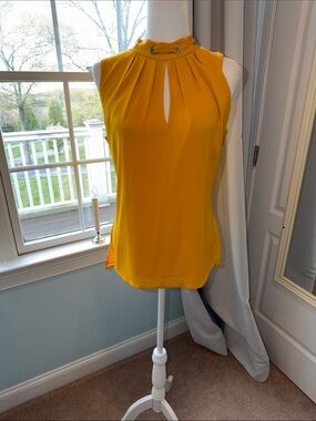 White House Black Market Mustard Yellow Halter Keyhole Top